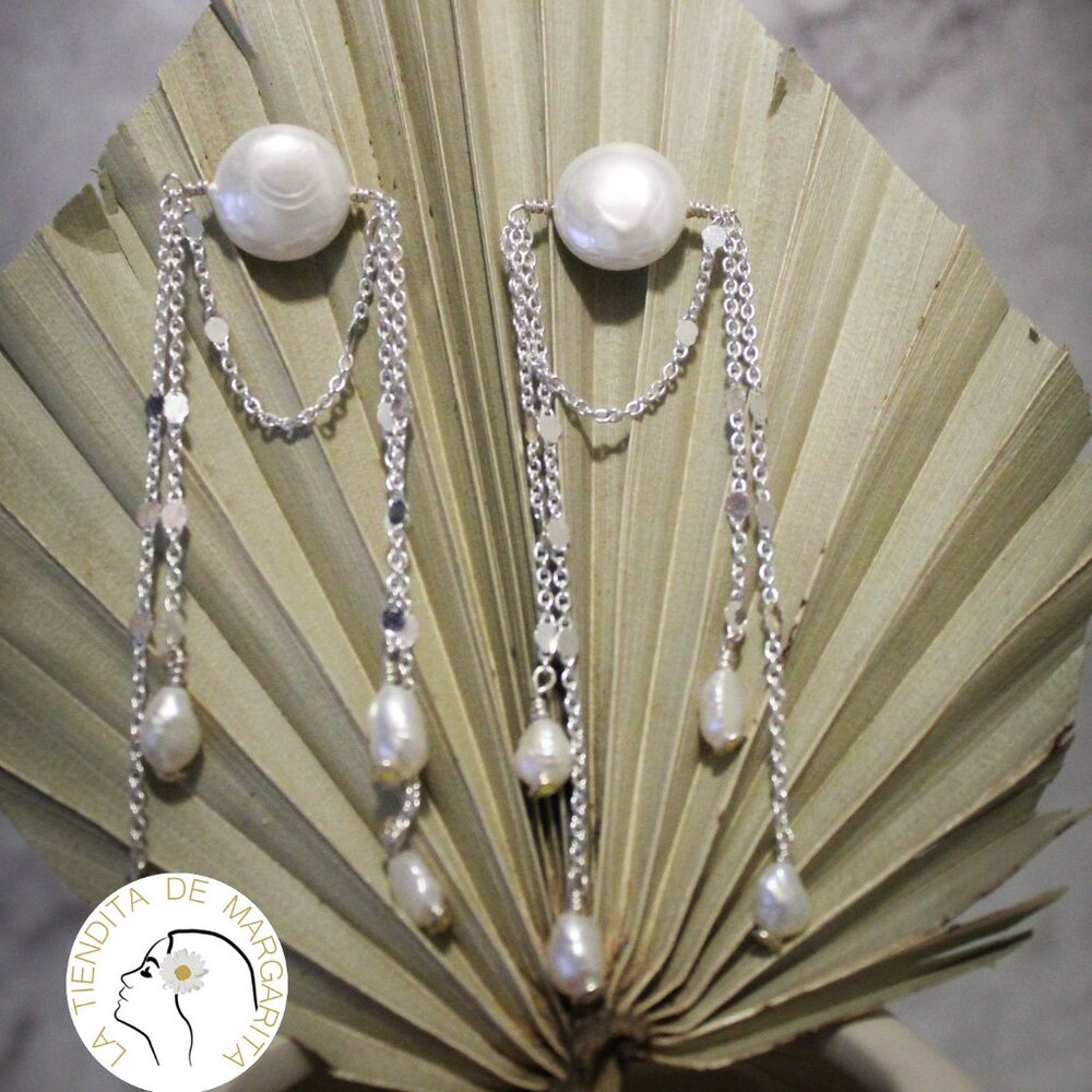 Elegant Silver and Pearl Drop Earrings